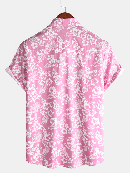 Korte Mouwen Bloemenpatroon Hawaiiblouse