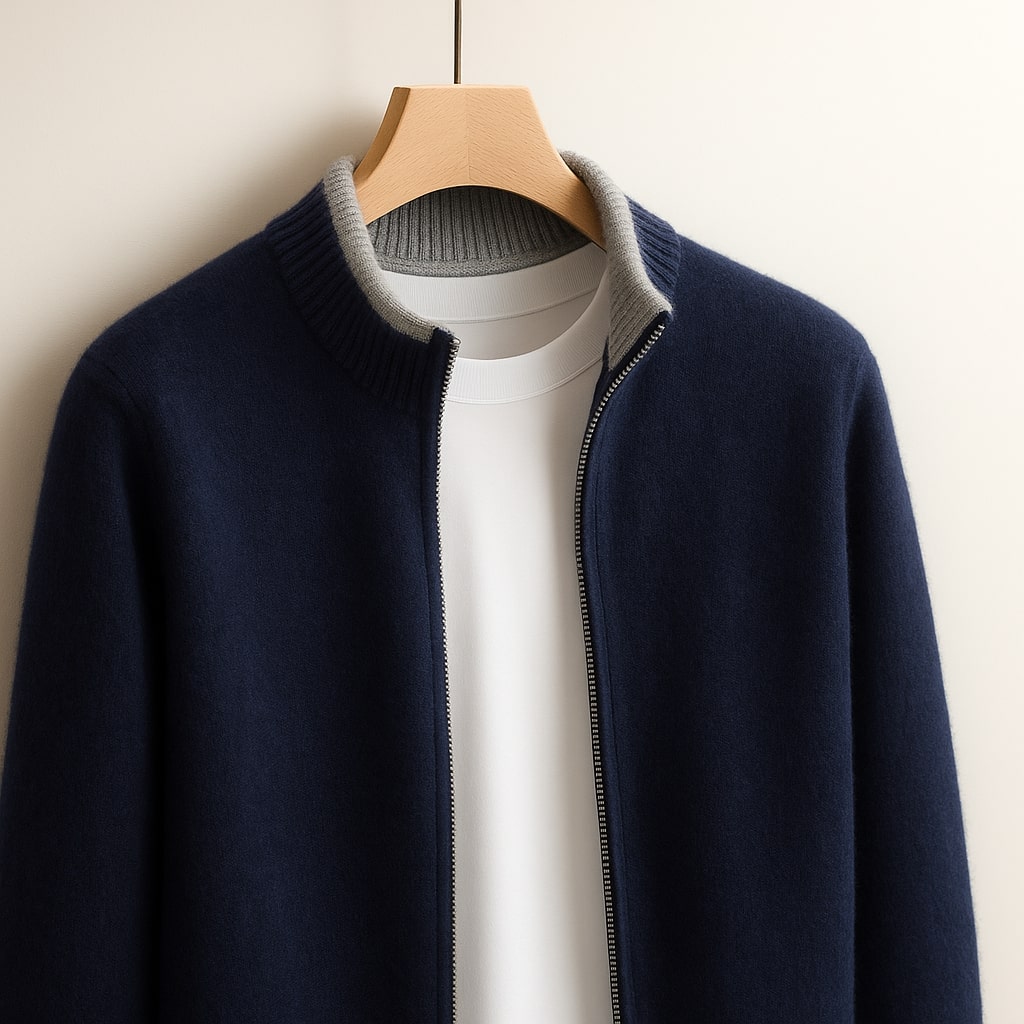 ROSSI ROMA™ | Heren Gebreide Jas met Ritssluiting Warmte en Elegante Dagelijkse Stijl