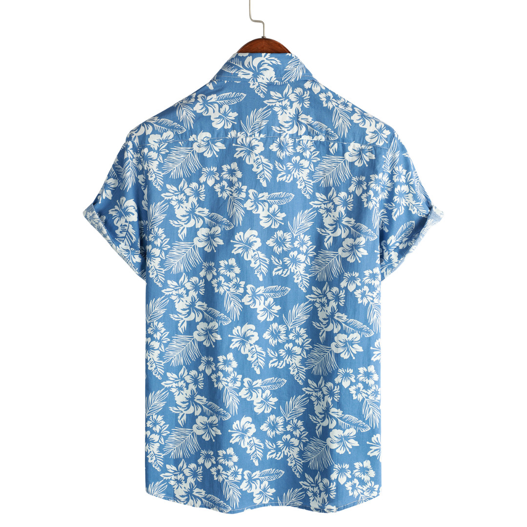 Korte Mouwen Bloemenpatroon Hawaiiblouse