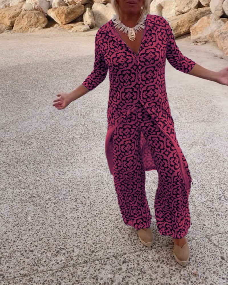 Amalia™ | Tweedelig Set met Vintage-Print