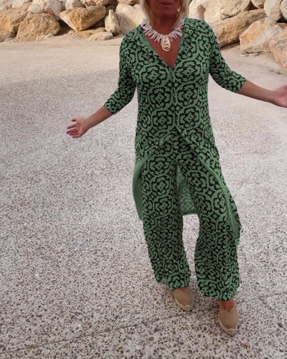 Amalia™ | Tweedelig Set met Vintage-Print