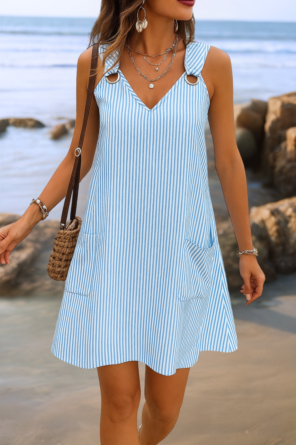 Marleen™ | Elegant gestreept zomerjurk