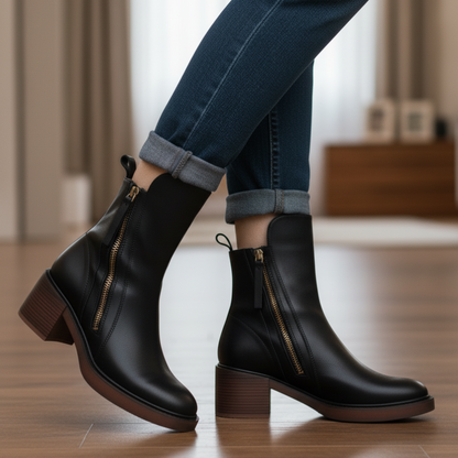 VALORINE™ | Zwarte Laarzen met Hak voor Comfort en Stijl