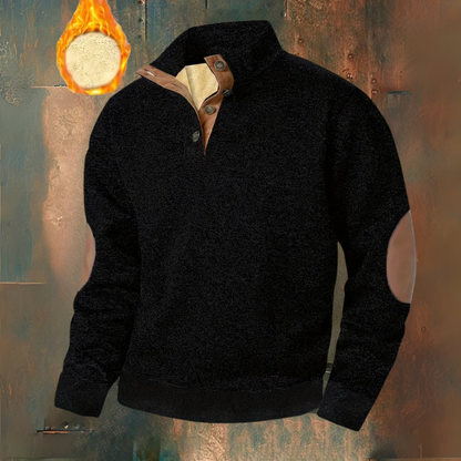 Warme fleece trui met knoopsluiting