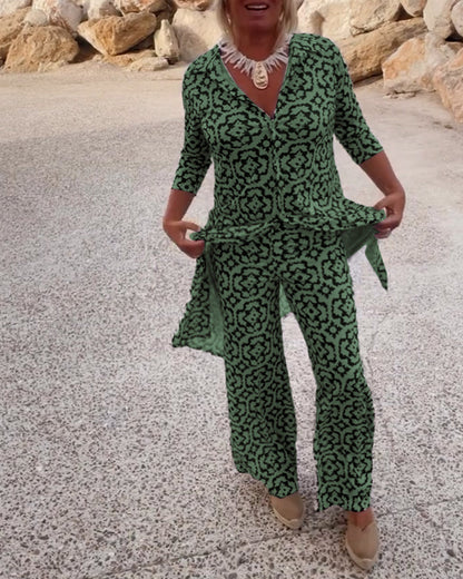Amalia™ | Tweedelig Set met Vintage-Print