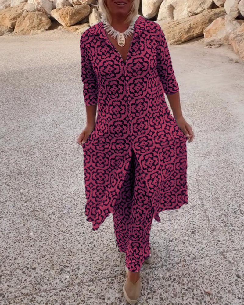 Amalia™ | Tweedelig Set met Vintage-Print