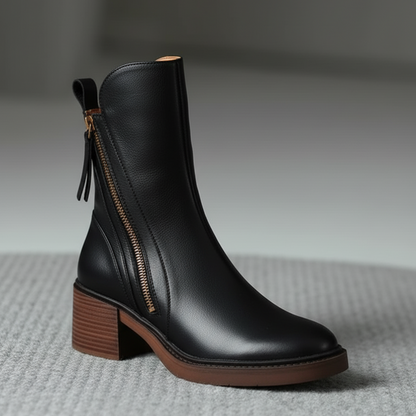 VALORINE™ | Zwarte Laarzen met Hak voor Comfort en Stijl