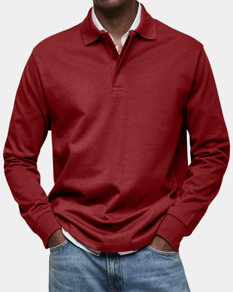 NOVALI® | Comfortabele heren polo met lange mouw