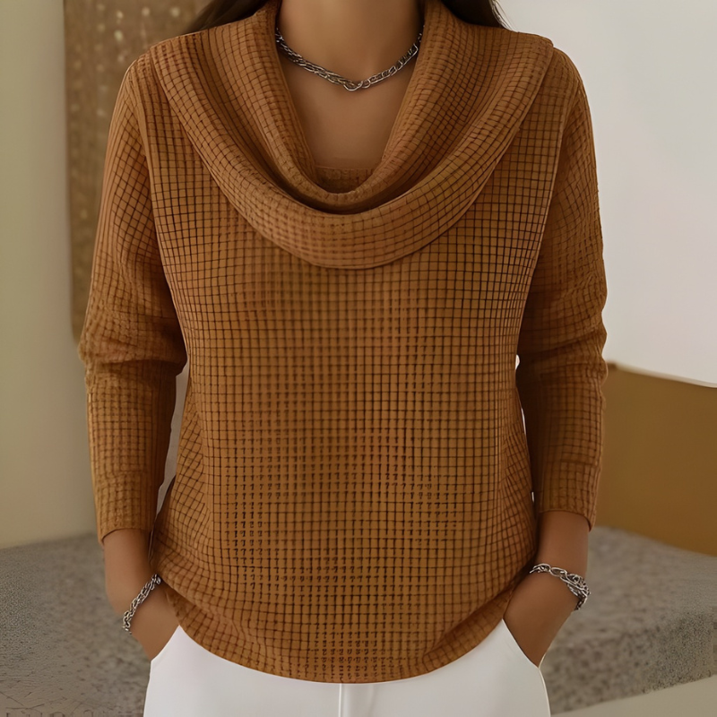 AMBER™ | Elegante Trui met Warm Comfort en Vloeiende Watervalhals voor Elke Dag