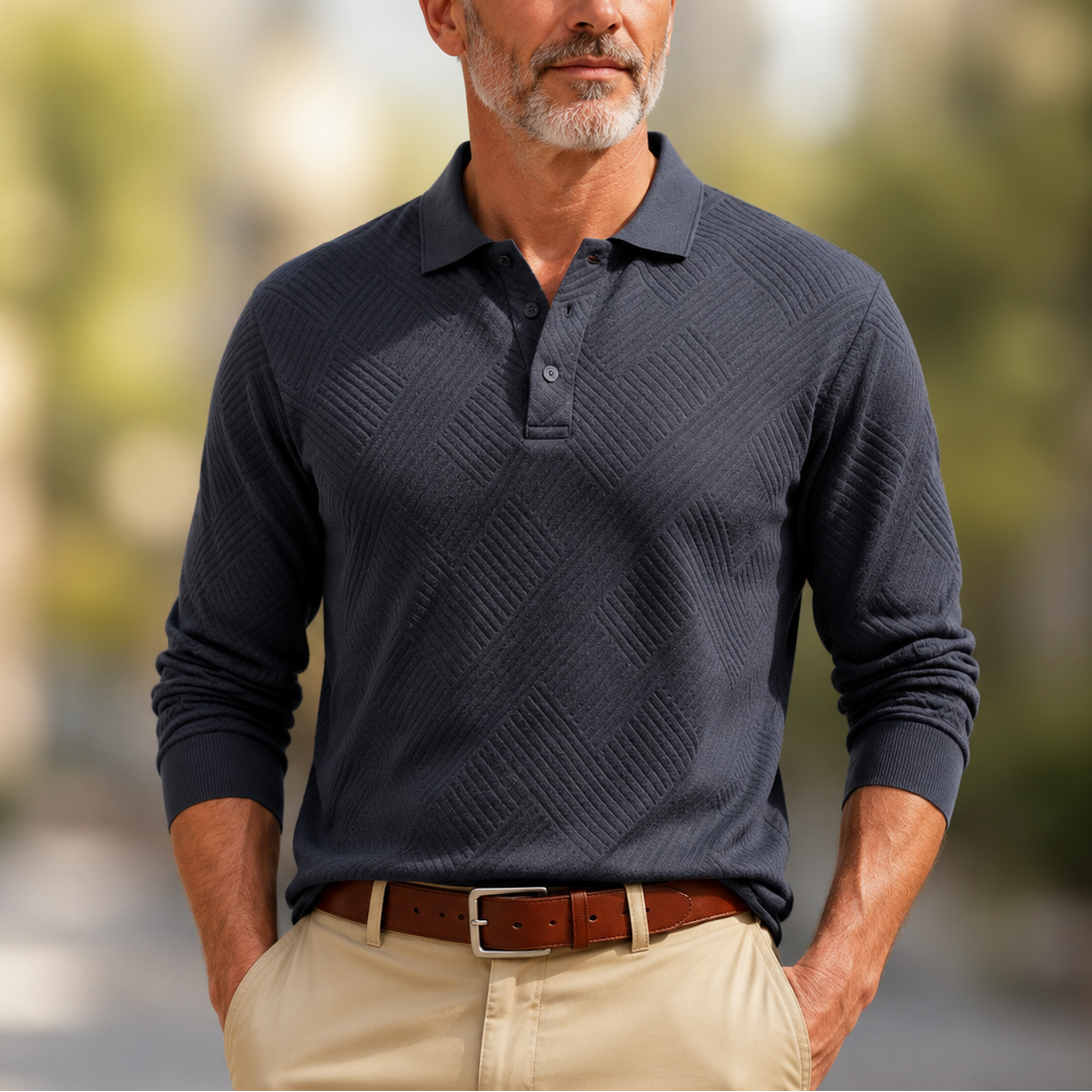NOVALI® | Comfortabele heren polo met lange mouw