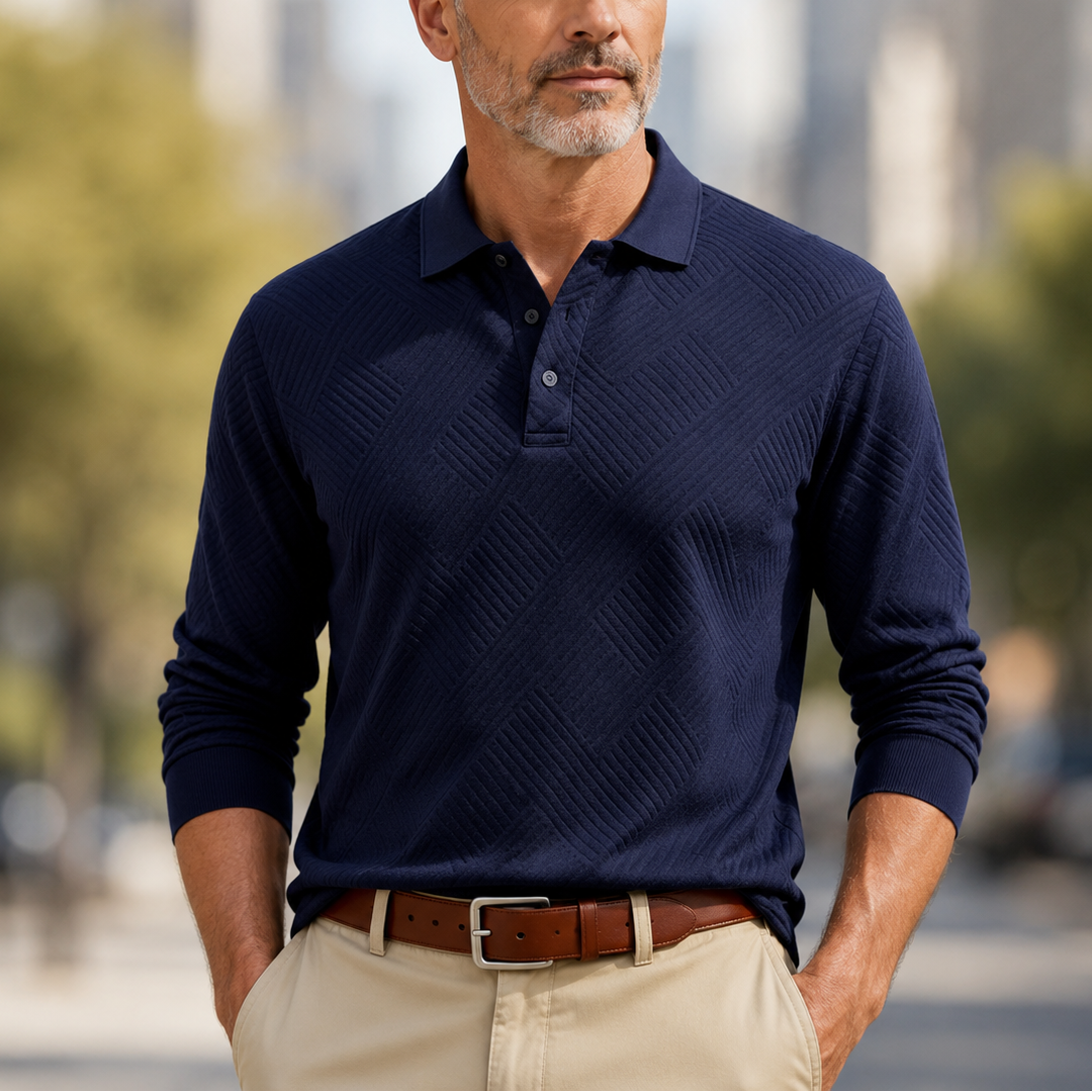NOVALI® | Comfortabele heren polo met lange mouw