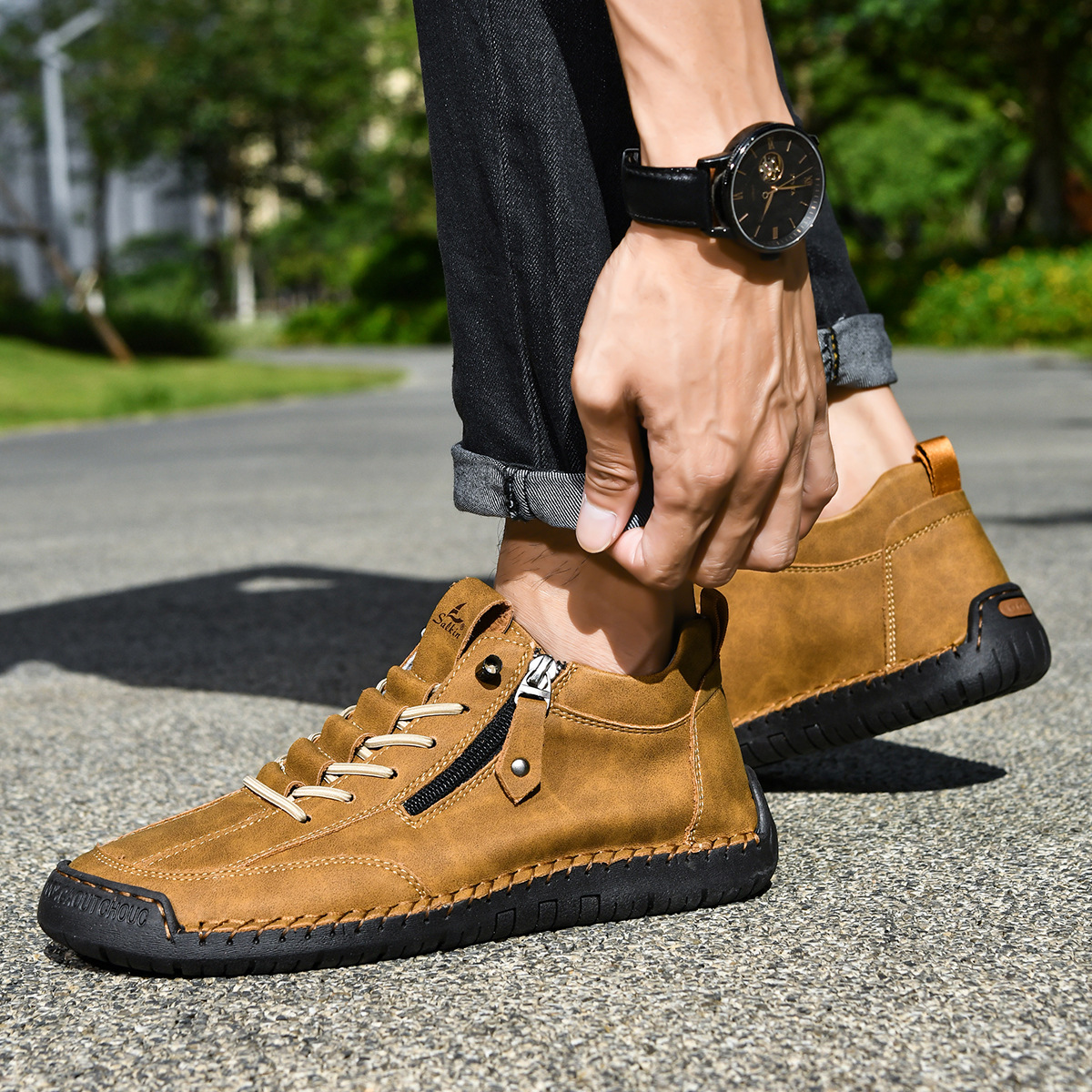 Christian™ | Nubuckleder Schoenen met Rits voor Mannen