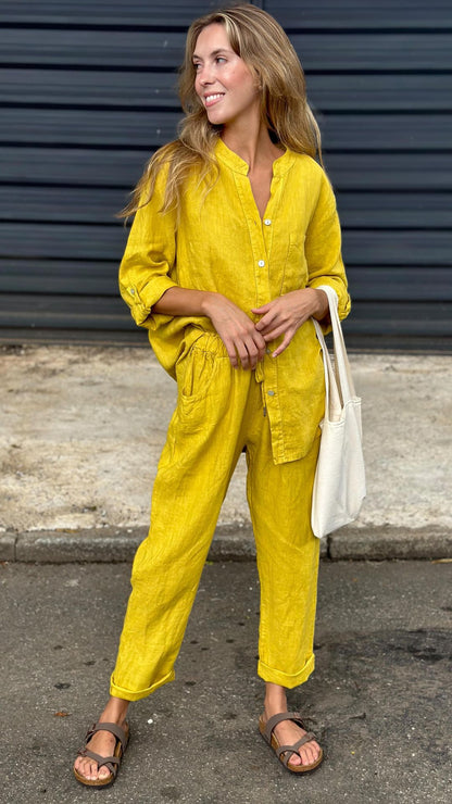 Marjan™ | Elegante twee-delige linnen shirt en broek set