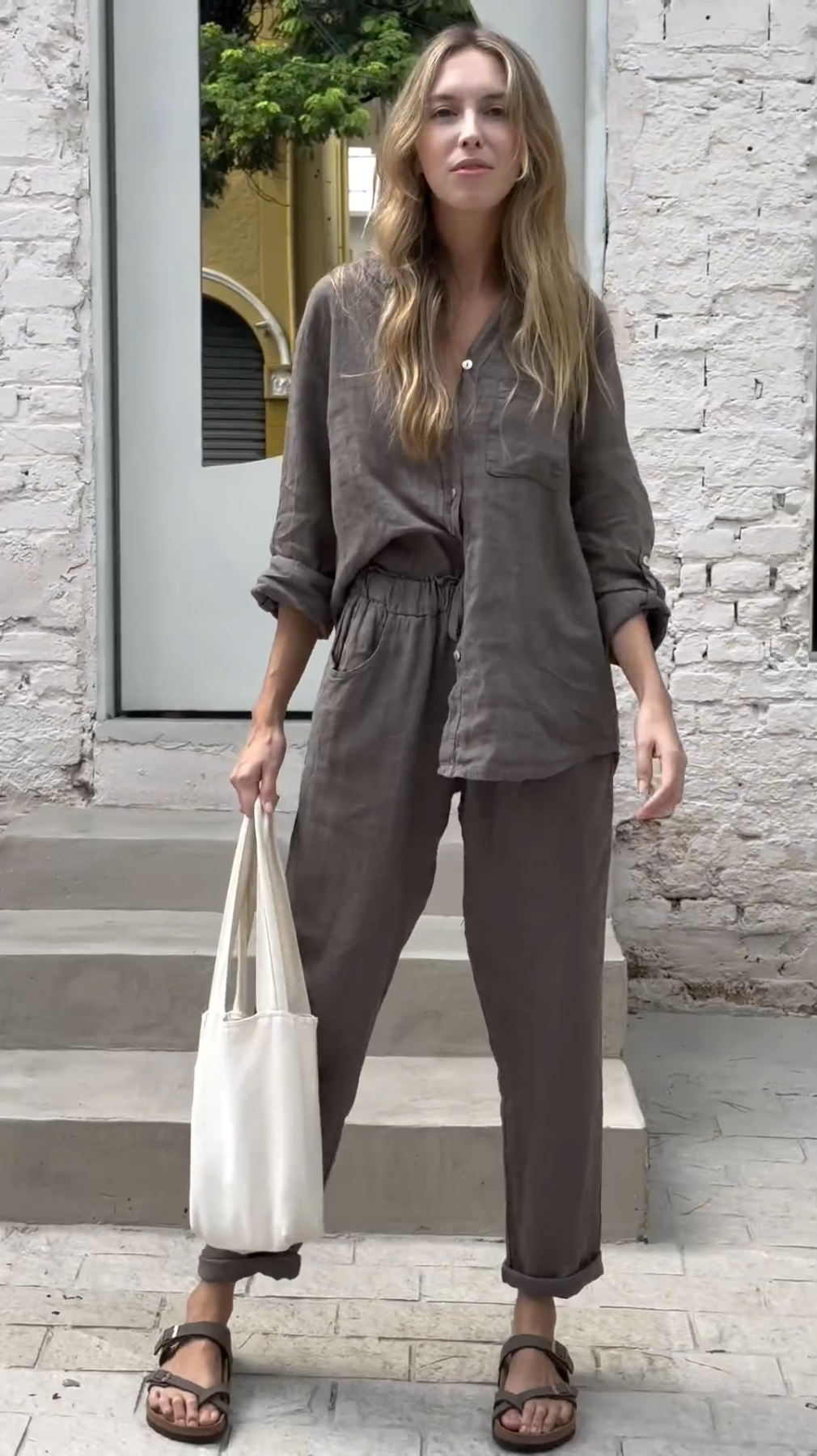 Marjan™ | Elegante twee-delige linnen shirt en broek set