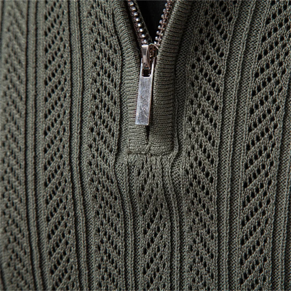 ARMAND | LUXE STRUCTUUR POLO MET RITS VOOR HEREN
