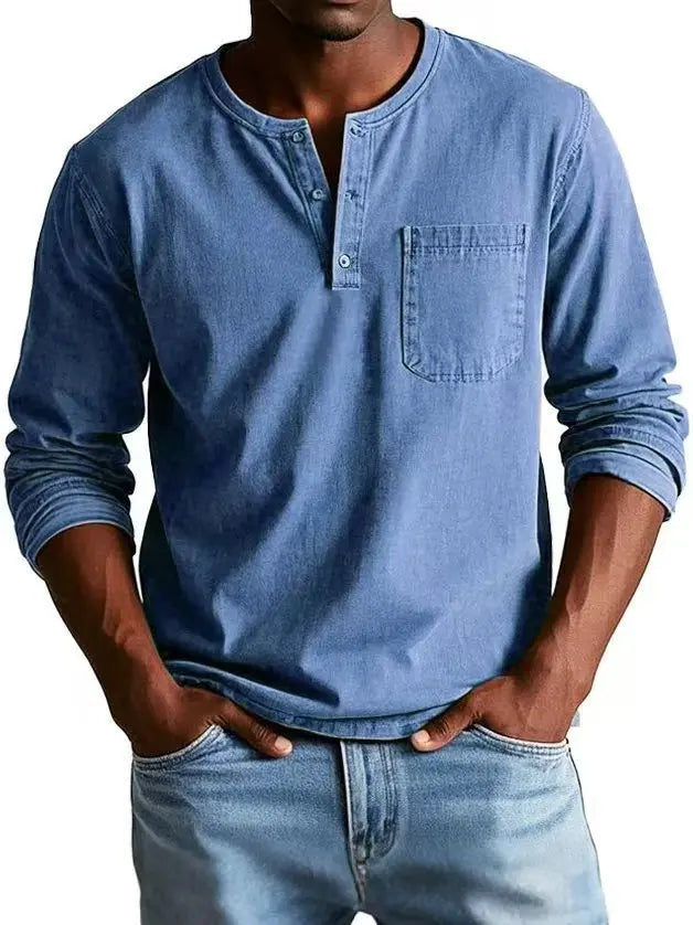 Vintage Denim Shirt met Knopen & Borstzak (TIJDELIJK 1+1 GRATIS!)