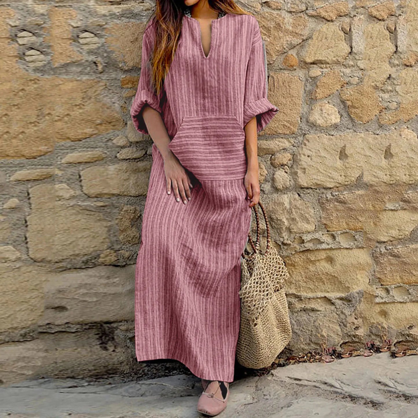 Ingeborg™ | Gestreepte Vintage-Maxikleed