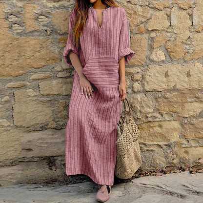 Ingeborg™ | Gestreepte Vintage-Maxikleed