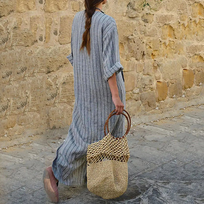 Ingeborg™ | Gestreepte Vintage-Maxikleed
