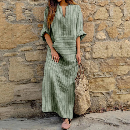 Ingeborg™ | Gestreepte Vintage-Maxikleed