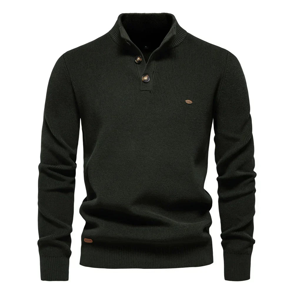 Konrad | Stijlvolle herenpullover met knoopdesign
