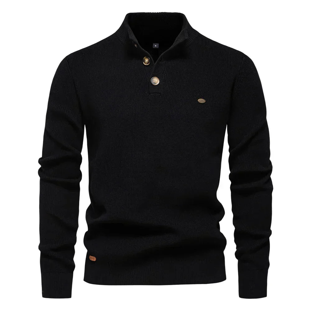 Konrad | Stijlvolle herenpullover met knoopdesign