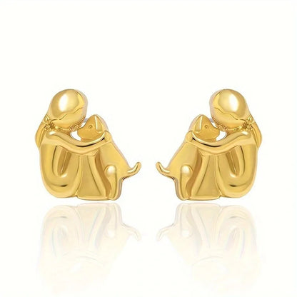 Bicolor Hugg Oorknopjes in Zilver en Goud