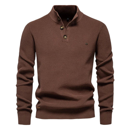 Konrad | Stijlvolle herenpullover met knoopdesign