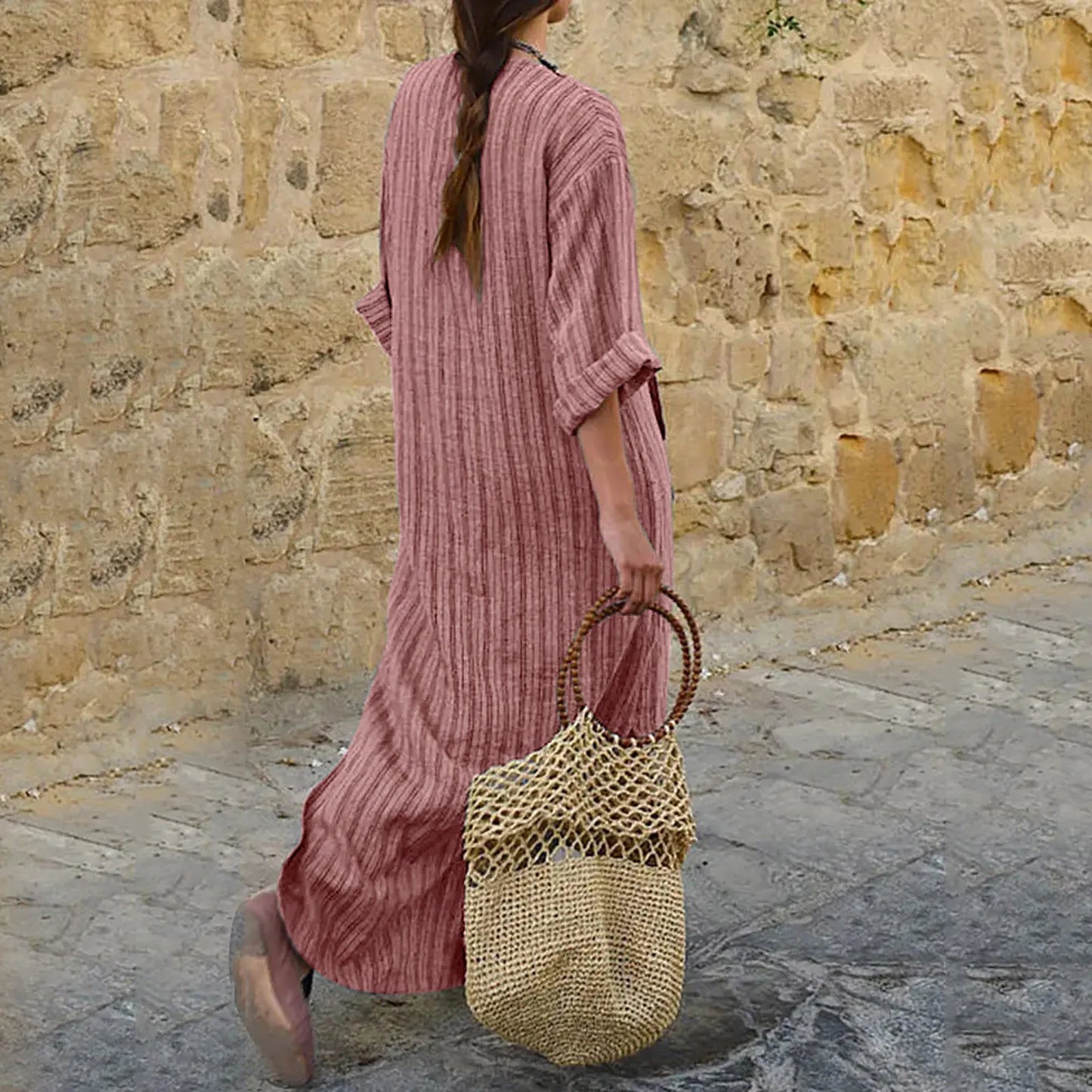 Ingeborg™ | Gestreepte Vintage-Maxikleed