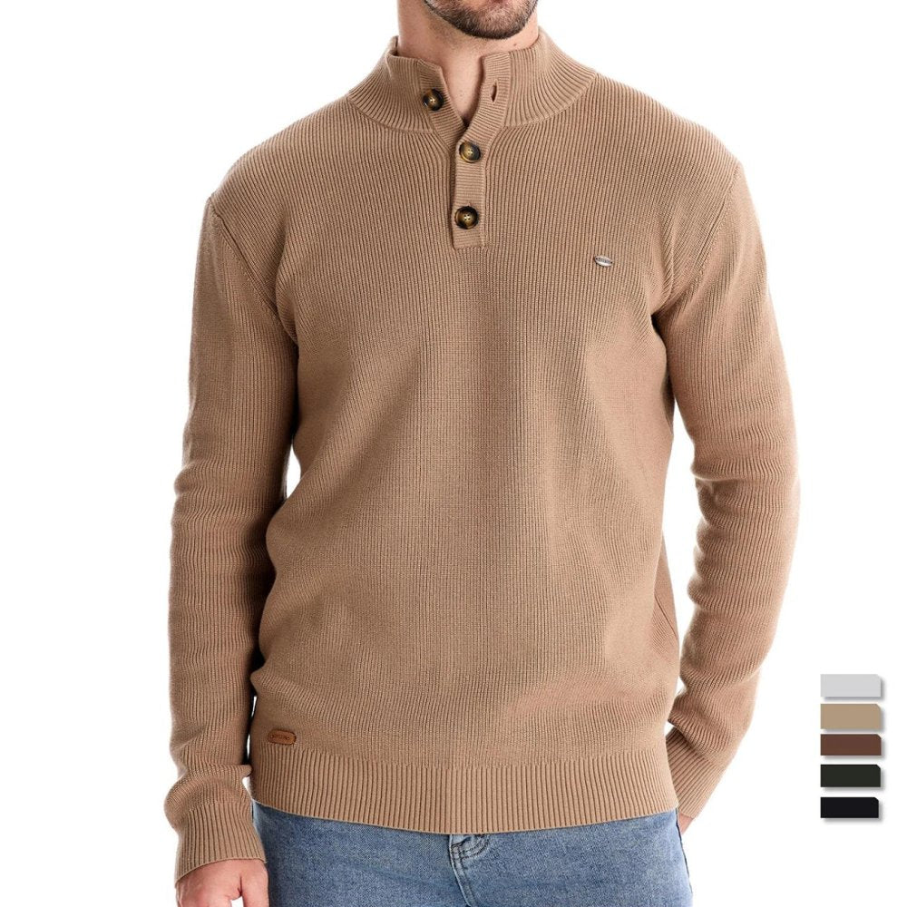 Konrad | Stijlvolle herenpullover met knoopdesign