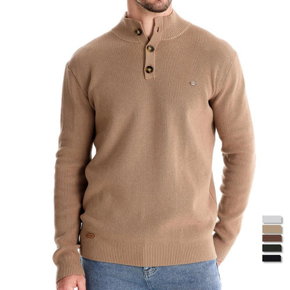 Konrad | Stijlvolle herenpullover met knoopdesign