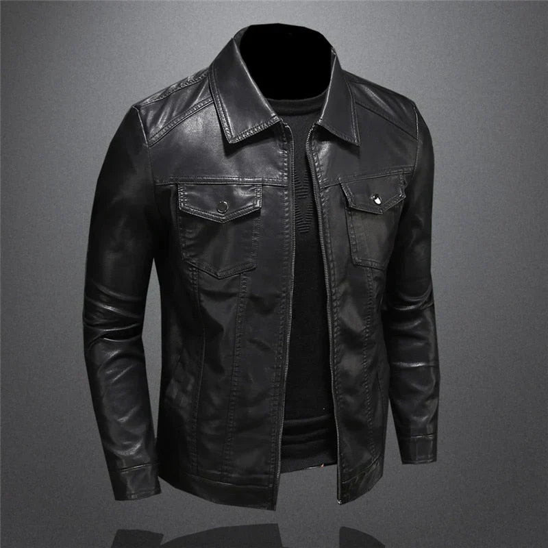 HARTON™ | Chique Zwarte Leren Jas