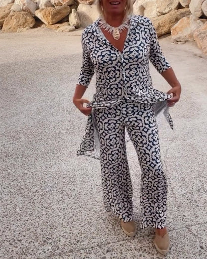 Amalia™ | Tweedelig Set met Vintage-Print