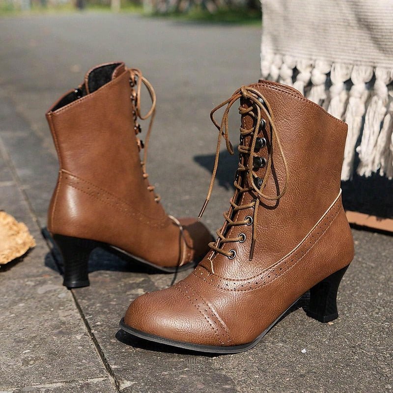 Victoria | Elegante en Comfortabele Halfhoge Laarzen met Veters