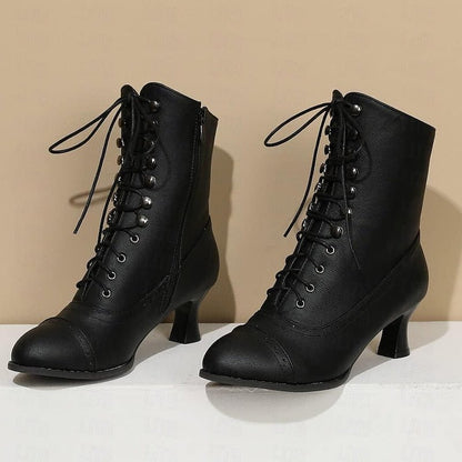 Victoria | Elegante en Comfortabele Halfhoge Laarzen met Veters