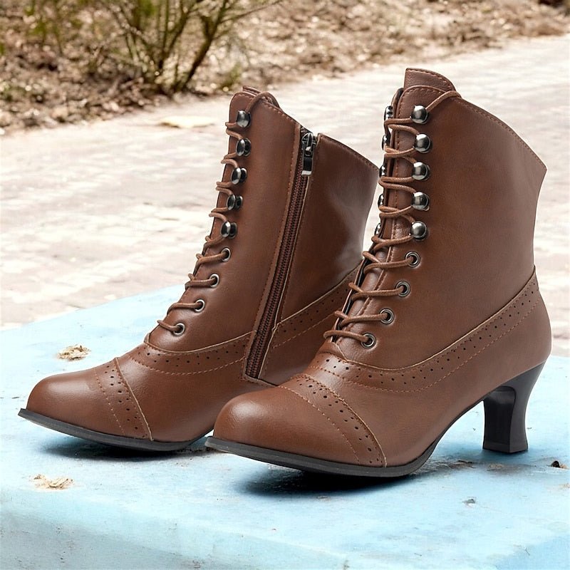Victoria | Elegante en Comfortabele Halfhoge Laarzen met Veters