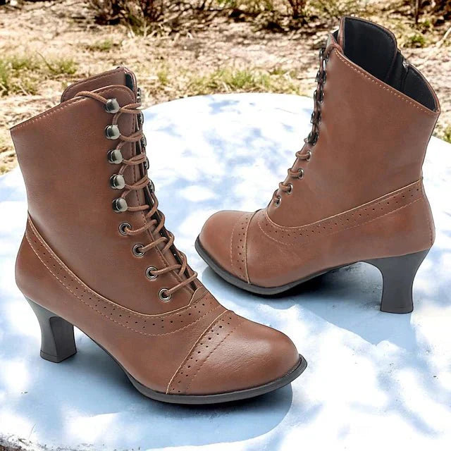 Victoria | Elegante en Comfortabele Halfhoge Laarzen met Veters