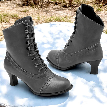 Victoria | Elegante en Comfortabele Halfhoge Laarzen met Veters