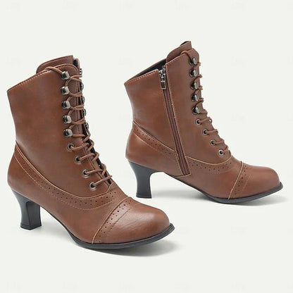 Victoria | Elegante en Comfortabele Halfhoge Laarzen met Veters